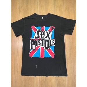 Vintage Sex Pistols Union Jack Graphic Band T-Shirt Black Alstyle Heavyweight Sm